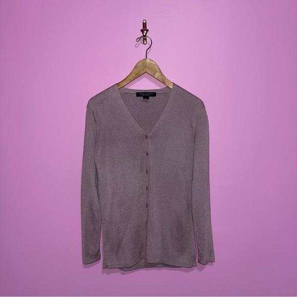Brooks‎ Brothers Cardigan Sweater Women’s Small 100% Silk Purple Mauve Vintage - Picture 3 of 8